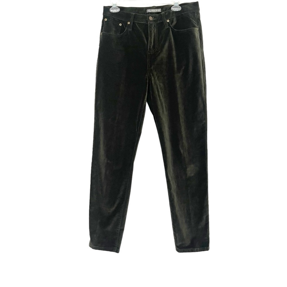 Garnet Hill Olive Green Velour Skinny Jeans Classic Preppy Fall Boho